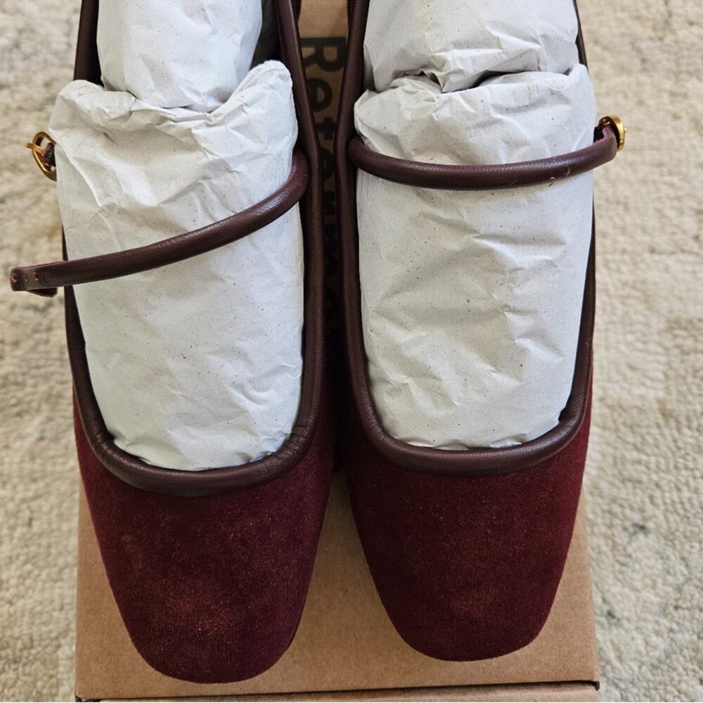 Reformation Charlie Ballet Flat Ruby Suede Size 7 NIB